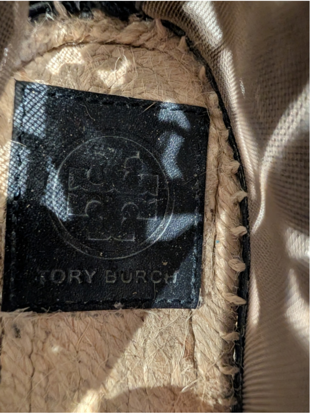 Women's Tory Burch Espadrilles Size 11 Navy Blue Beige Lace Cutout Flats - Picture 7 of 7